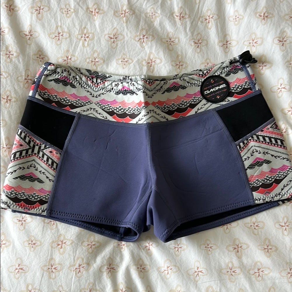 Dakine Blue and Black Athletic Shorts with Patterned Waistband